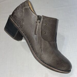 Halsa Michelle Womens Zip Sides Bootine Size 11 M Brown Leather Block Heels